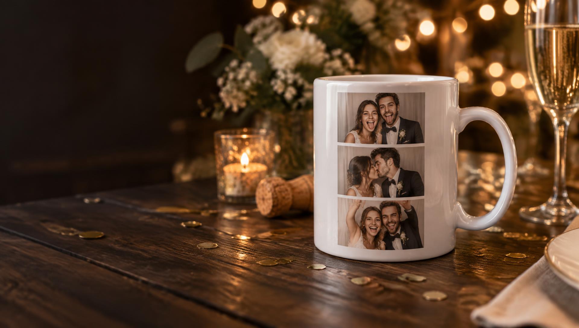 Koffietas met feestfoto