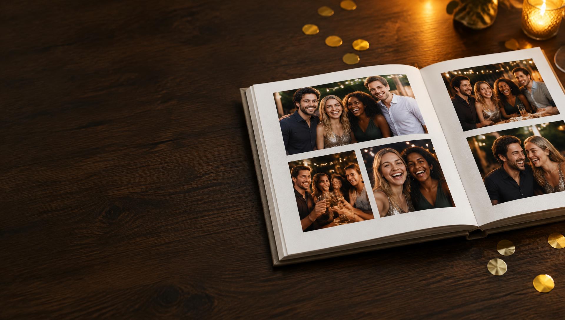 Fotoboek met feestfoto's