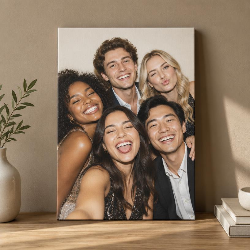 Canvas met feestfoto als voorbeeld