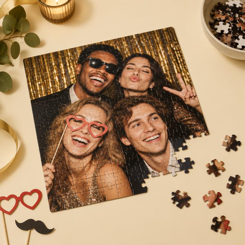 Puzzel met feestfoto als voorbeeld