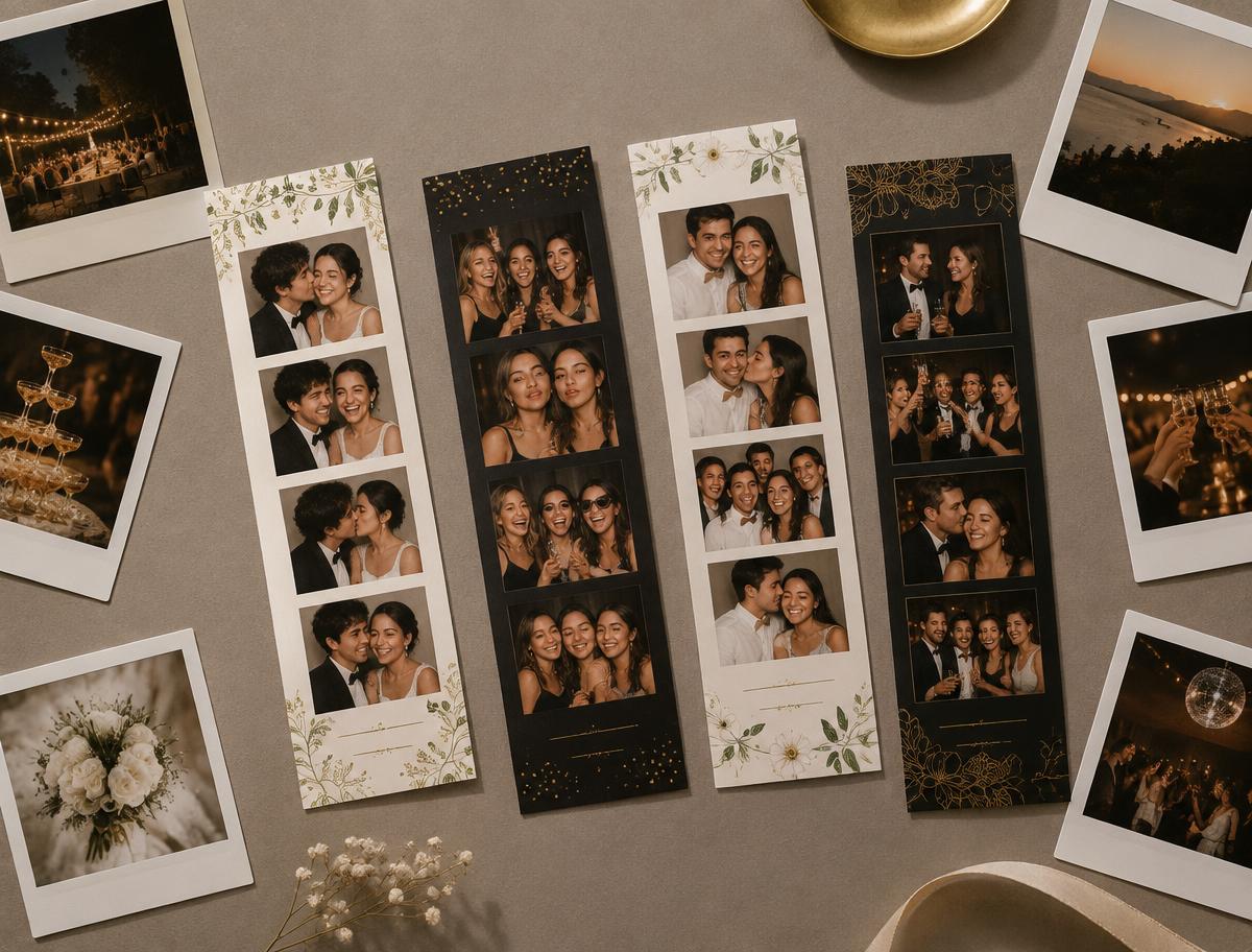 Voorbeelden van gepersonaliseerde fotostrips en polaroids